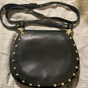 Cynthia Rowley black leather tabitha cross body saddle bag